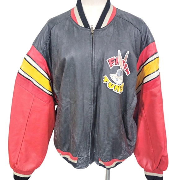 Men´s Vintage MIRAGE* Looney Tunes Leather Bomber Jacket Bomber & Varsity